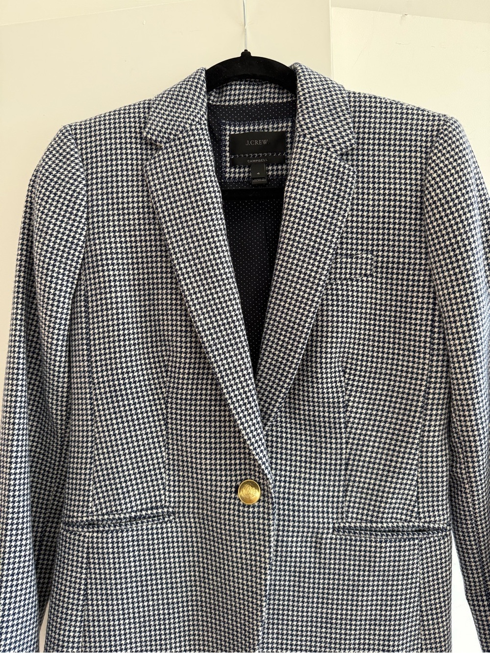 J. Crew Navy & White Houndstooth Blazer
